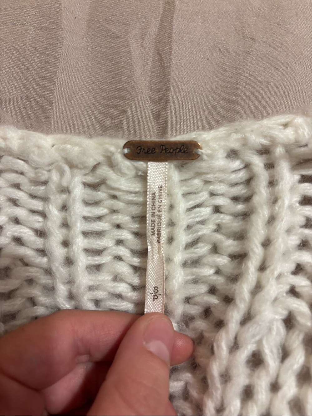 Free People Cream Chunky Open-Front Knit Cardigan